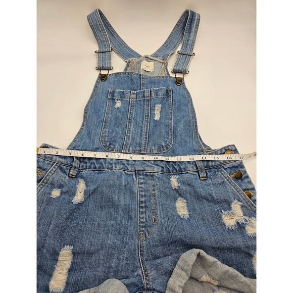 Harper Women's M Cuffed Denim Button Side Shortalls - Picture 3 of 8